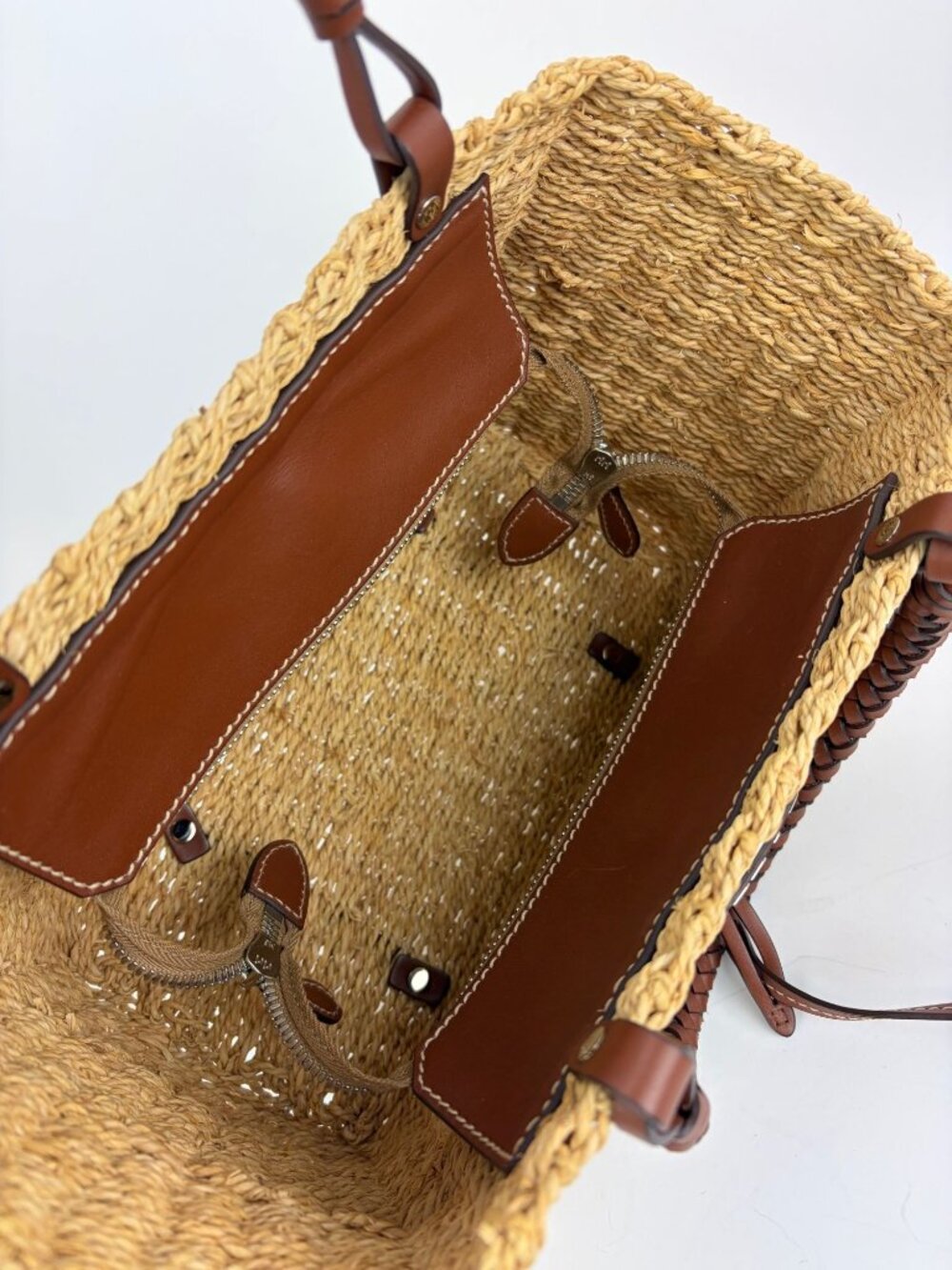 Prada Palmetto Vitello Woven Raffia Naturale Tote Bag - Picture 8 of 13